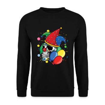 Dia de los Muertos Gruseliger Clown Karneval Bunt - Unisex Pullover - Schwarz - Vorne - Alina (178cm) & Michal (187cm)