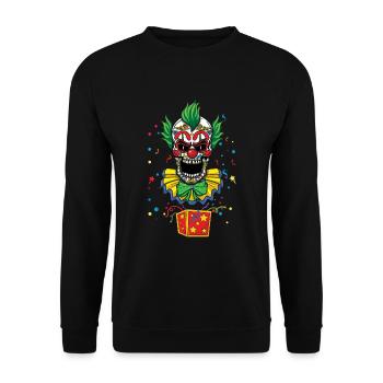 Dia de los Muertos Gruseliger Clown Karnevalsnarr - Unisex Pullover - Schwarz - Vorne - Alina (178cm) & Michal (187cm)
