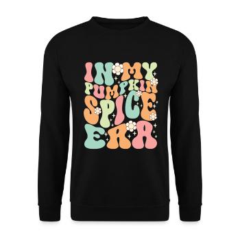 Groovy In Meiner Kürbisgewürz-ära - Unisex Pullover - Schwarz - Vorne - Alina (178cm) & Michal (187cm)