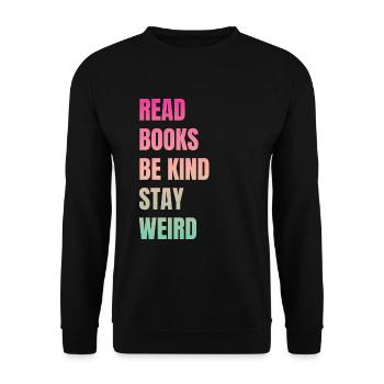 Bücher Lesen Freundlich Sein Seltsam Lehrer - Unisex Pullover - Schwarz - Vorne - Alina (178cm) & Michal (187cm)