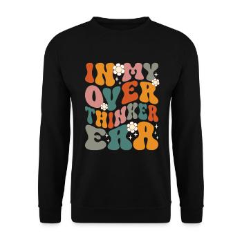 Dans mon ère Overthinker Overthink Groovy - Sweat-shirt Unisexe - noir - Devant - Alina (178cm) & Michal (187cm)