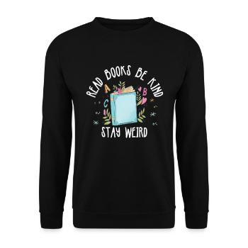 Reading books Be friendly Crazy Reading - Unisex Sweatshirt - black - Front - Alina (178cm) & Michal (187cm)