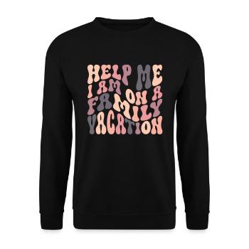 Hilfe, Ich Bin Im Familienurlaub - Unisex Pullover - Schwarz - Vorne - Alina (178cm) & Michal (187cm)