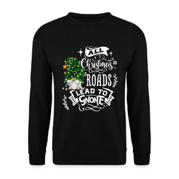 Xmas Gnomies All Roads Lead to the Gnome - Unisex Sweatshirt - black - Front - Alina (178cm) & Michal (187cm)