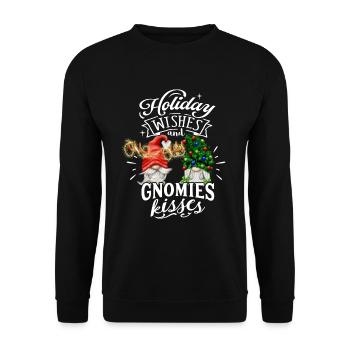 Noël Souhaits de Noël Gnomies Bisous - Sweat-shirt Unisexe - noir - Devant - Alina (178cm) & Michal (187cm)