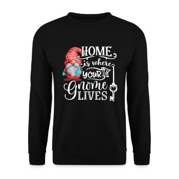 Home Is Where Your Gnome Lives Weihnachtsgnom - Unisex Sweatshirt - black - Front - Alina (178cm) & Michal (187cm)