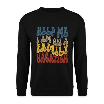 Hilfe, Ich Bin Im Familienurlaub - Unisex Pullover - Schwarz - Vorne - Alina (178cm) & Michal (187cm)