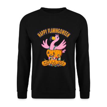 Halloween Happy Flamingoween Flamingo - Unisex Pullover - Schwarz - Vorne - Alina (178cm) & Michal (187cm)
