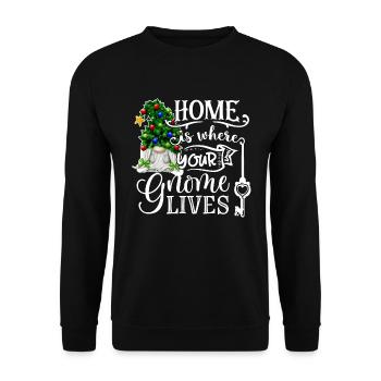 Home Is Where Your Gnome Lives Weihnachtsgnom - Unisex Sweatshirt - black - Front - Alina (178cm) & Michal (187cm)