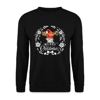 Merry Christmas Weihnachtsgnom - Unisex Pullover - Schwarz - Vorne - Alina (178cm) & Michal (187cm)