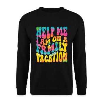 Hilfe, Ich Bin Im Familienurlaub - Unisex Pullover - Schwarz - Vorne - Alina (178cm) & Michal (187cm)