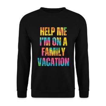 Hilfe, Ich Bin Im Familienurlaub - Unisex Pullover - Schwarz - Vorne - Alina (178cm) & Michal (187cm)