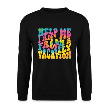 Hilfe, Ich Bin Im Familienurlaub - Unisex Pullover - Schwarz - Vorne - Alina (178cm) & Michal (187cm)