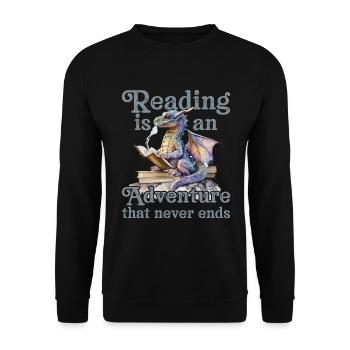 Lesen Ist Ein Abenteuer Bibliothek Lehrer - Unisex Pullover - Schwarz - Vorne - Alina (178cm) & Michal (187cm)