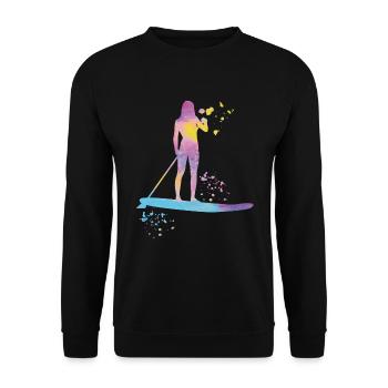 Stand Up Paddling Stand Up Board Sup - Unisex Sweatshirt - black - Front - Alina (178cm) & Michal (187cm)