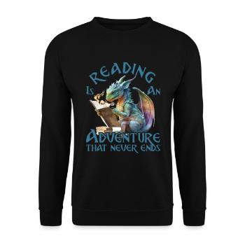Lesen Ist Ein Abenteuer Bibliothek Lehrer - Unisex Pullover - Schwarz - Vorne - Alina (178cm) & Michal (187cm)
