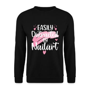 Facilement distrait par le nail art Nail Tech - Sweat-shirt Unisexe - noir - Devant - Alina (178cm) & Michal (187cm)