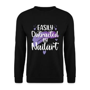 Facilement distrait par le nail art Nail Tech - Sweat-shirt Unisexe - noir - Devant - Alina (178cm) & Michal (187cm)
