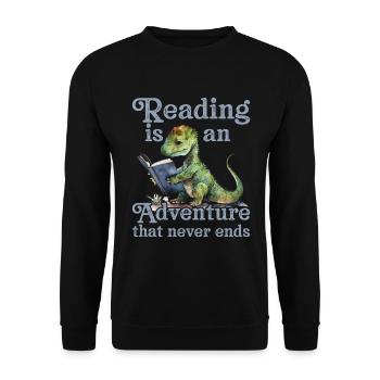 Lesen Ist Ein Abenteuer Bibliothek Lehrer - Unisex Pullover - Schwarz - Vorne - Alina (178cm) & Michal (187cm)