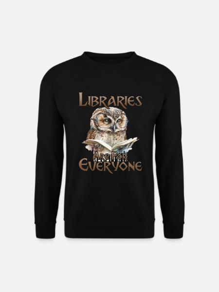 Kirjastot ovat kaikille Kirjastonhoitaja - Unisex svetaripaita - musta