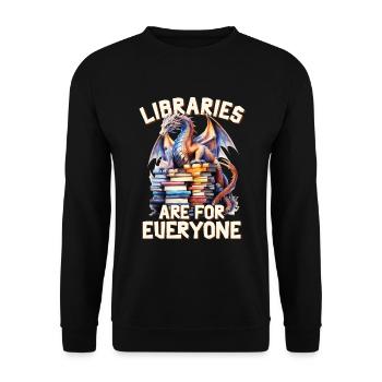 Bibliotheken Sind Für Alle Da Bibliothekar - Unisex Pullover - Schwarz - Vorne - Alina (178cm) & Michal (187cm)