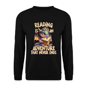 Lesen Ist Ein Abenteuer Bibliothek Lehrer - Unisex Pullover - Schwarz - Vorne - Alina (178cm) & Michal (187cm)