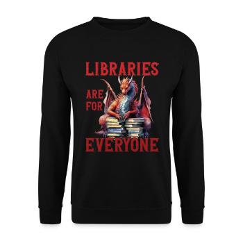 Bibliotheken Sind Für Alle Da Bibliothekar - Unisex Pullover - Schwarz - Vorne - Alina (178cm) & Michal (187cm)