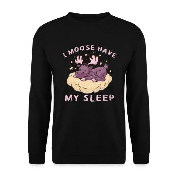 Ich Brauche Meinen Schlaf Niedlich Elch - Unisex Pullover - Schwarz - Vorne - Alina (178cm) & Michal (187cm)