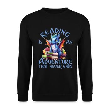 Lesen Ist Ein Abenteuer Bibliothek Lehrer - Unisex Pullover - Schwarz - Vorne - Alina (178cm) & Michal (187cm)