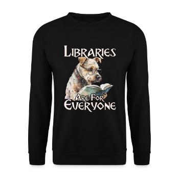 Bibliotheken Sind Für Alle Da Bibliothekar - Unisex Pullover - Schwarz - Vorne - Alina (178cm) & Michal (187cm)