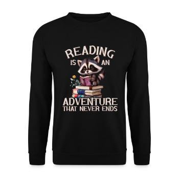 Lesen Ist Ein Abenteuer Bibliothek Lehrer - Unisex Pullover - Schwarz - Vorne - Alina (178cm) & Michal (187cm)