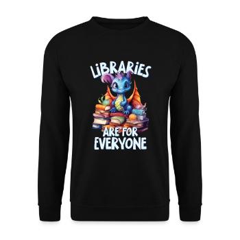 Bibliotheken Sind Für Alle Da Bibliothekar - Unisex Pullover - Schwarz - Vorne - Alina (178cm) & Michal (187cm)