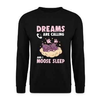 Dreams Are Calling Youth Cute Moose - Unisex Sweatshirt - black - Front - Alina (178cm) & Michal (187cm)