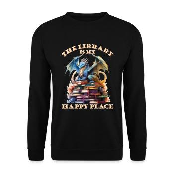 La bibliothèque est mon lieu de bonheur, dragons - Sweat-shirt Unisexe - noir - Devant - Alina (178cm) & Michal (187cm)