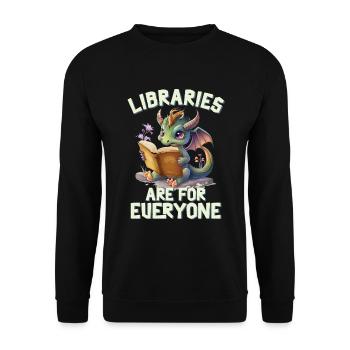 Bibliotheken Sind Für Alle Da Bibliothekar - Unisex Pullover - Schwarz - Vorne - Alina (178cm) & Michal (187cm)