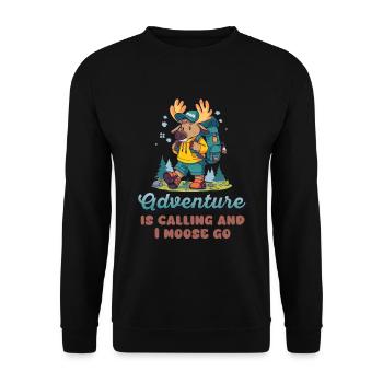 Adventure Is Calling Kids Cute Moose - Unisex Sweatshirt - black - Front - Alina (178cm) & Michal (187cm)
