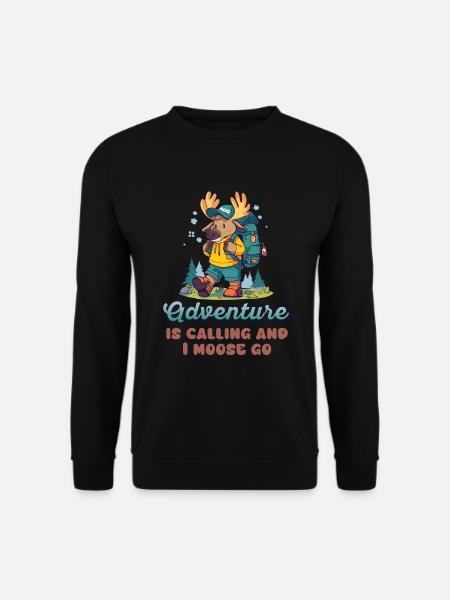 Adventure Is Calling Kinder Cute Moose - Unisex Pullover - Schwarz