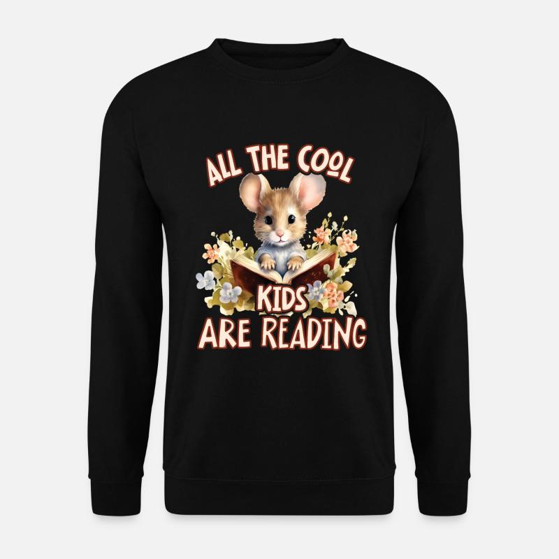 All Cool Kids Reading Mouse - Unisex Sweatshirt - black
