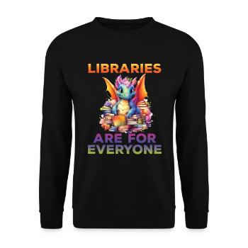Libraries are for everyone Librarian - Unisex Sweatshirt - black - Front - Alina (178cm) & Michal (187cm)