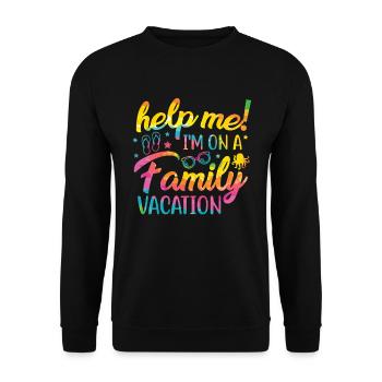Hilfe, Ich Bin Im Familienurlaub - Unisex Pullover - Schwarz - Vorne - Alina (178cm) & Michal (187cm)