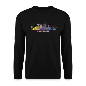 Baltimorean Watercolor Skyline Baltimore - Unisex Sweatshirt - black - Front - Alina (178cm) & Michal (187cm)
