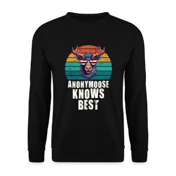 Anonymoose Knows Best Cool Elch - Unisex Pullover - Schwarz - Vorne - Alina (178cm) & Michal (187cm)