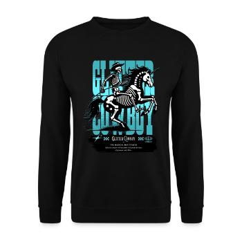 Glitter Skull / Skeleton Cowboy with Unicorn FS0228 - Unisex Sweatshirt - black - Front - Alina (178cm) & Michal (187cm)