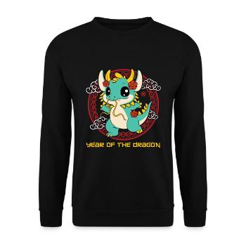 Year Of Dragon Cute Zodiac Kawaii New Year - Unisex Sweatshirt - black - Front - Alina (178cm) & Michal (187cm)