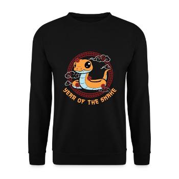 Year Of Snake Kawaii Zodiac Chinese New Year - Unisex Sweatshirt - black - Front - Alina (178cm) & Michal (187cm)