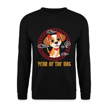 Year Of The Dog Cute Kawaii Chinese New Year - Unisex Sweatshirt - black - Front - Alina (178cm) & Michal (187cm)