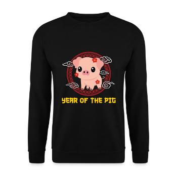 Année Du Cochon Kawaii Mignon Nouvel An Chinois - Sweat-shirt Unisexe - noir - Devant - Alina (178cm) & Michal (187cm)