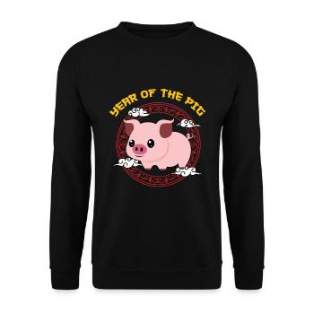 Année Du Cochon Kawaii Zodiac Nouvel An Chinois - Sweat-shirt Unisexe - noir - Devant - Alina (178cm) & Michal (187cm)