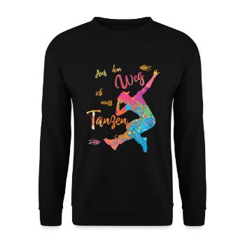 Aus dem Weg ich muss Tanzen - Tanzschule - Unisex Pullover - Schwarz - Vorne - Alina (178cm) & Michal (187cm)