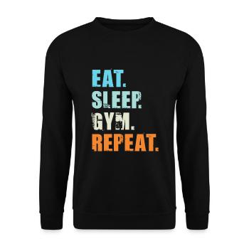 EAT SLEEP GYM REPEAT t-shirt workout gym fitness - Unisex Sweatshirt - black - Front - Alina (178cm) & Michal (187cm)